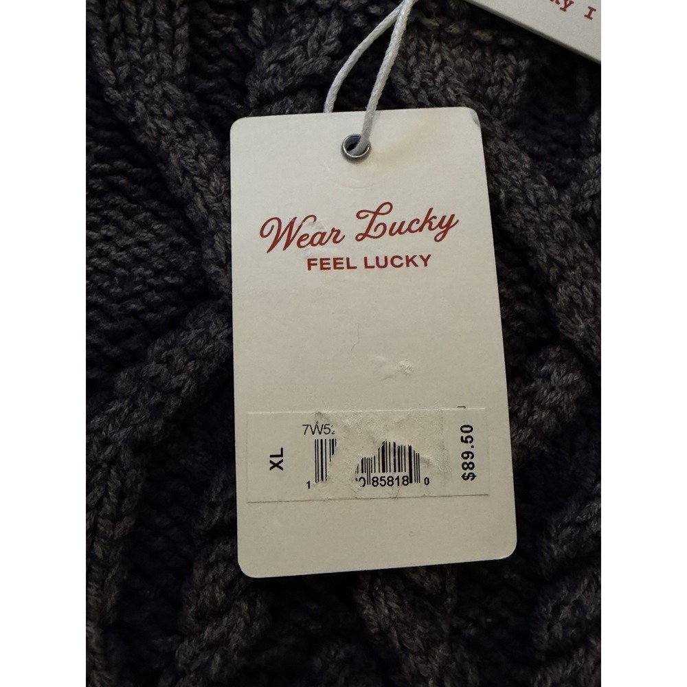 NWT Lucky Brand Fisherman‎ Chunky Cable Knit Pull Over Sweater Blue Comfy Wom XL - Picture 4 of 11